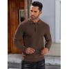 COOFANDY Men’s Knit Polo Shirts Long Sleeve Sweater Polo Lightweight Fashion Casual Collared T Shirts(Brown)