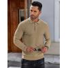 COOFANDY Men’s Knit Polo Shirts Long Sleeve Sweater Polo Lightweight Fashion Casual Collared T Shirts(Khaki)