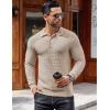 COOFANDY Men’s Knit Polo Shirts Long Sleeve Sweater Polo Lightweight Fashion Casual Collared T Shirts(Striped-light Khaki)