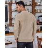 COOFANDY Men’s Knit Polo Shirts Long Sleeve Sweater Polo Lightweight Fashion Casual Collared T Shirts(Striped-light Khaki)