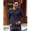 COOFANDY Men’s Knit Polo Shirts Long Sleeve Sweater Polo Lightweight Fashion Casual Collared T Shirts(Striped-navy Blue)