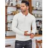 COOFANDY Men’s Knit Polo Shirts Long Sleeve Sweater Polo Lightweight Fashion Casual Collared T Shirts(White)