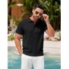 COOFANDY Mens Knit Polo Shirts Short Sleeve Ribbed Textured Polo Shirt Lightweight Casual Golf Shirts Collared T Shirt(Black)