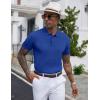 COOFANDY Mens Knit Polo Shirts Short Sleeve Ribbed Textured Polo Shirt Lightweight Casual Golf Shirts Collared T Shirt(Blue)