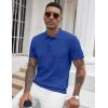 COOFANDY Mens Knit Polo Shirts Short Sleeve Ribbed Textured Polo Shirt Lightweight Casual Golf Shirts Collared T Shirt(Blue)