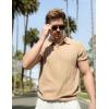 COOFANDY Mens Knit Polo Shirts Short Sleeve Ribbed Textured Polo Shirt Lightweight Casual Golf Shirts Collared T Shirt(Khaki)