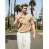 COOFANDY Mens Knit Polo Shirts Short Sleeve Ribbed Textured Polo Shirt Lightweight Casual Golf Shirts Collared T Shirt(Khaki)
