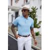COOFANDY Mens Knit Polo Shirts Short Sleeve Ribbed Textured Polo Shirt Lightweight Casual Golf Shirts Collared T Shirt(Light Blue)