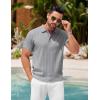 COOFANDY Mens Knit Polo Shirts Short Sleeve Ribbed Textured Polo Shirt Lightweight Casual Golf Shirts Collared T Shirt(Light Gray)