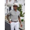 COOFANDY Mens Knit Polo Shirts Short Sleeve Ribbed Textured Polo Shirt Lightweight Casual Golf Shirts Collared T Shirt(Light Gray)