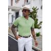 COOFANDY Mens Knit Polo Shirts Short Sleeve Ribbed Textured Polo Shirt Lightweight Casual Golf Shirts Collared T Shirt(Olive Green)