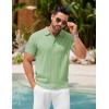 COOFANDY Mens Knit Polo Shirts Short Sleeve Ribbed Textured Polo Shirt Lightweight Casual Golf Shirts Collared T Shirt(Olive Green)