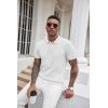 COOFANDY Mens Knit Polo Shirts Short Sleeve Ribbed Textured Polo Shirt Lightweight Casual Golf Shirts Collared T Shirt(White)
