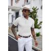 COOFANDY Mens Knit Polo Shirts Short Sleeve Ribbed Textured Polo Shirt Lightweight Casual Golf Shirts Collared T Shirt(White)
