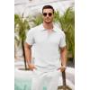 COOFANDY Mens Knit Polo Shirts Short Sleeve Ribbed Textured Polo Shirt Lightweight Casual Golf Shirts Collared T Shirt(White)