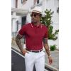 COOFANDY Mens Knit Polo Shirts Short Sleeve Ribbed Textured Polo Shirt Lightweight Casual Golf Shirts Collared T Shirt(Wine Red White Striped)
