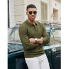 COOFANDY Men’s Knit Polo Sweater Long Sleeve Casual Collared Quarter Button Golf Waffle Textured Sweater(Armygreen)