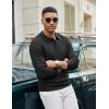 COOFANDY Men’s Knit Polo Sweater Long Sleeve Casual Collared Quarter Button Golf Waffle Textured Sweater(Black)