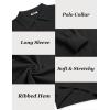 COOFANDY Men’s Knit Polo Sweater Long Sleeve Casual Collared Quarter Button Golf Waffle Textured Sweater(Black)