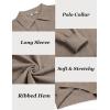 COOFANDY Men’s Knit Polo Sweater Long Sleeve Casual Collared Quarter Button Golf Waffle Textured Sweater(Brown and Grey)