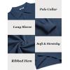 COOFANDY Men’s Knit Polo Sweater Long Sleeve Casual Collared Quarter Button Golf Waffle Textured Sweater(Dark Blue)