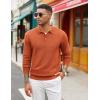 COOFANDY Men’s Knit Polo Sweater Long Sleeve Casual Collared Quarter Button Golf Waffle Textured Sweater(Dark Brown)