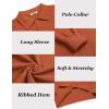 COOFANDY Men’s Knit Polo Sweater Long Sleeve Casual Collared Quarter Button Golf Waffle Textured Sweater(Dark Brown)
