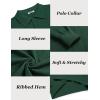 COOFANDY Men’s Knit Polo Sweater Long Sleeve Casual Collared Quarter Button Golf Waffle Textured Sweater(Dark Green)