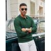 COOFANDY Men’s Knit Polo Sweater Long Sleeve Casual Collared Quarter Button Golf Waffle Textured Sweater(Dark Green)