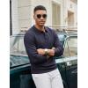 COOFANDY Men’s Knit Polo Sweater Long Sleeve Casual Collared Quarter Button Golf Waffle Textured Sweater(Dark Navy Blue-1)