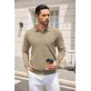 COOFANDY Men’s Knit Polo Sweater Long Sleeve Casual Collared Quarter Button Golf Waffle Textured Sweater(Khaki)