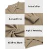 COOFANDY Men’s Knit Polo Sweater Long Sleeve Casual Collared Quarter Button Golf Waffle Textured Sweater(Khaki-1)
