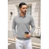 COOFANDY Men’s Knit Polo Sweater Long Sleeve Casual Collared Quarter Button Golf Waffle Textured Sweater(Light Grey)