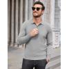 COOFANDY Men’s Knit Polo Sweater Long Sleeve Casual Collared Quarter Button Golf Waffle Textured Sweater(Light Grey)