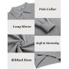 COOFANDY Men’s Knit Polo Sweater Long Sleeve Casual Collared Quarter Button Golf Waffle Textured Sweater(Light Grey)