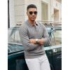 COOFANDY Men’s Knit Polo Sweater Long Sleeve Casual Collared Quarter Button Golf Waffle Textured Sweater(Medium Grey)