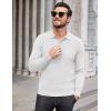 COOFANDY Men’s Knit Polo Sweater Long Sleeve Casual Collared Quarter Button Golf Waffle Textured Sweater(White)