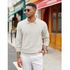 COOFANDY Men’s Knit Polo Sweater Long Sleeve Casual Collared Quarter Button Golf Waffle Textured Sweater(White-1)