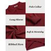 COOFANDY Men’s Knit Polo Sweater Long Sleeve Casual Collared Quarter Button Golf Waffle Textured Sweater(Wine Red)