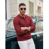 COOFANDY Men’s Knit Polo Sweater Long Sleeve Casual Collared Quarter Button Golf Waffle Textured Sweater(Wine Red)