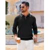 COOFANDY Mens Knit Polo Sweaters Long Sleeve Vintage Polos Casual Dress Pullover Old Money Tops(Black)