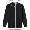 COOFANDY Mens Knit Polo Sweaters Long Sleeve Vintage Polos Casual Dress Pullover Old Money Tops(Black)