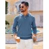 COOFANDY Mens Knit Polo Sweaters Long Sleeve Vintage Polos Casual Dress Pullover Old Money Tops(Blue)