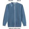COOFANDY Mens Knit Polo Sweaters Long Sleeve Vintage Polos Casual Dress Pullover Old Money Tops(Blue)