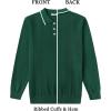 COOFANDY Mens Knit Polo Sweaters Long Sleeve Vintage Polos Casual Dress Pullover Old Money Tops(Dark Green)