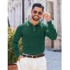 COOFANDY Mens Knit Polo Sweaters Long Sleeve Vintage Polos Casual Dress Pullover Old Money Tops(Dark Green)