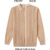 COOFANDY Mens Knit Polo Sweaters Long Sleeve Vintage Polos Casual Dress Pullover Old Money Tops(Khaki)