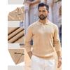 COOFANDY Mens Knit Polo Sweaters Long Sleeve Vintage Polos Casual Dress Pullover Old Money Tops(Khaki)