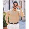 COOFANDY Mens Knit Polo Sweaters Long Sleeve Vintage Polos Casual Dress Pullover Old Money Tops(Khaki)