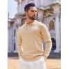 COOFANDY Mens Knit Polo Sweaters Long Sleeve Vintage Polos Casual Dress Pullover Old Money Tops(Khaki)